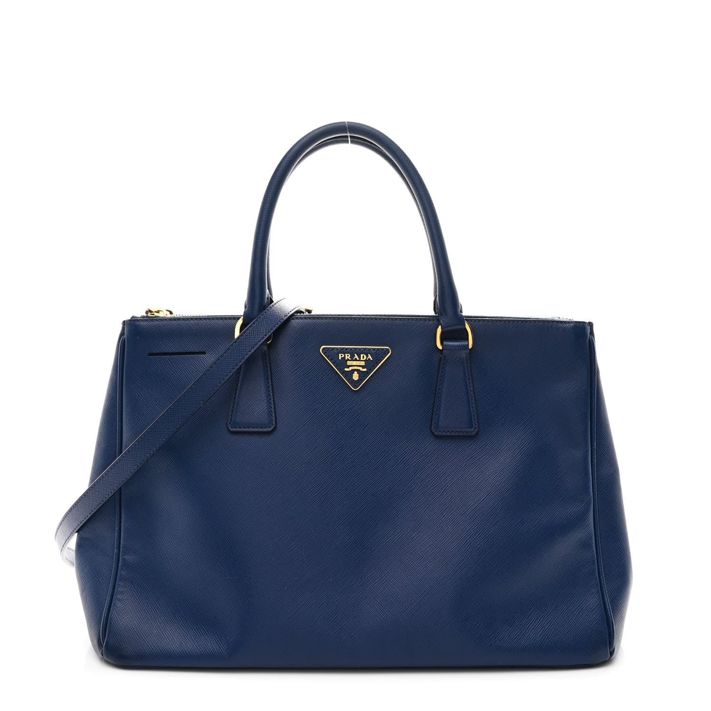Saffiano Lux Medium Galleria Double Zip Tote Bluette
