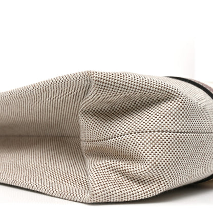 Cotton Calfskin Large Woody Ribbon Tote White Brown
