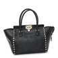Vitello Small Rockstud Double Handle Tote Black