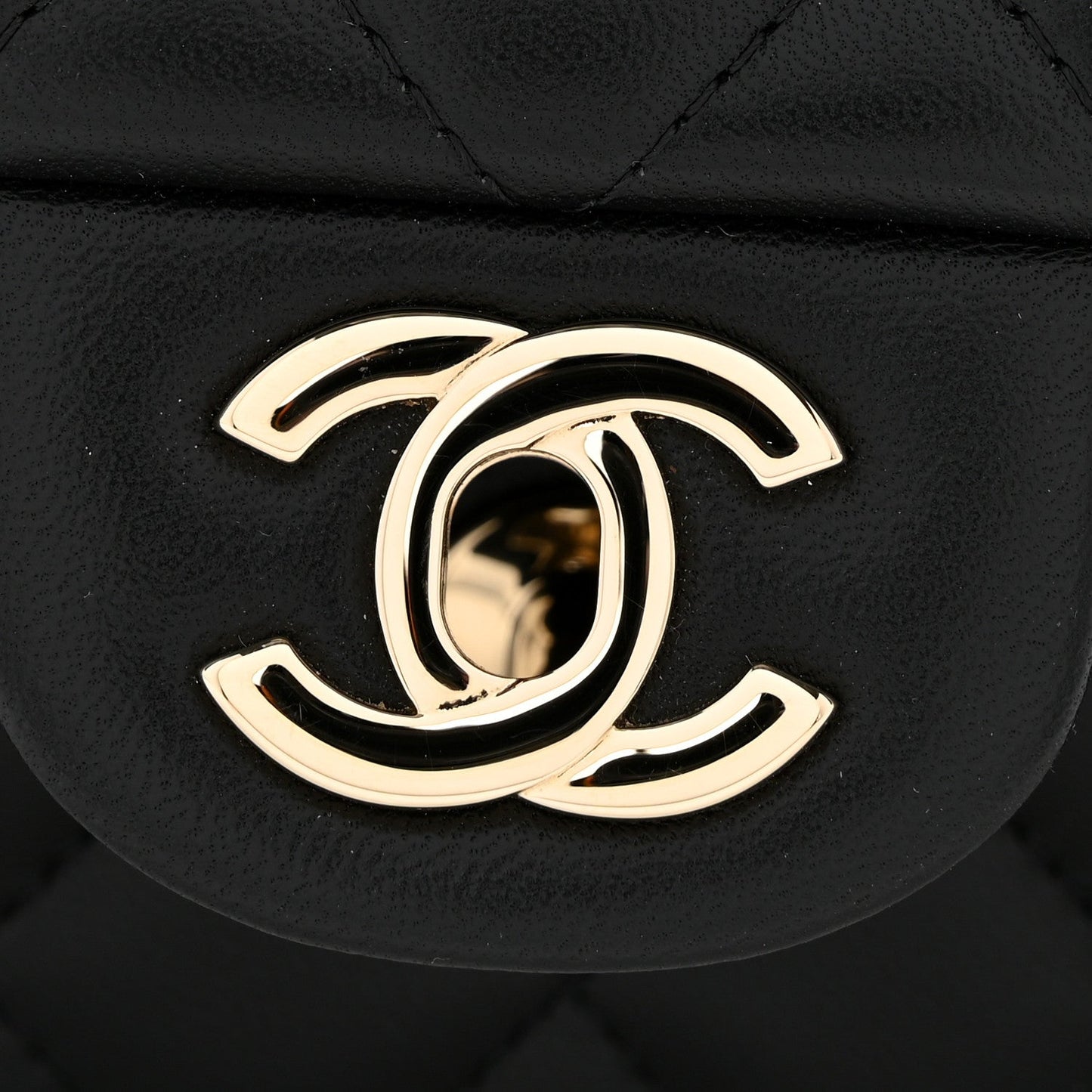 Lambskin Quilted Mini Rectangular Flap Black