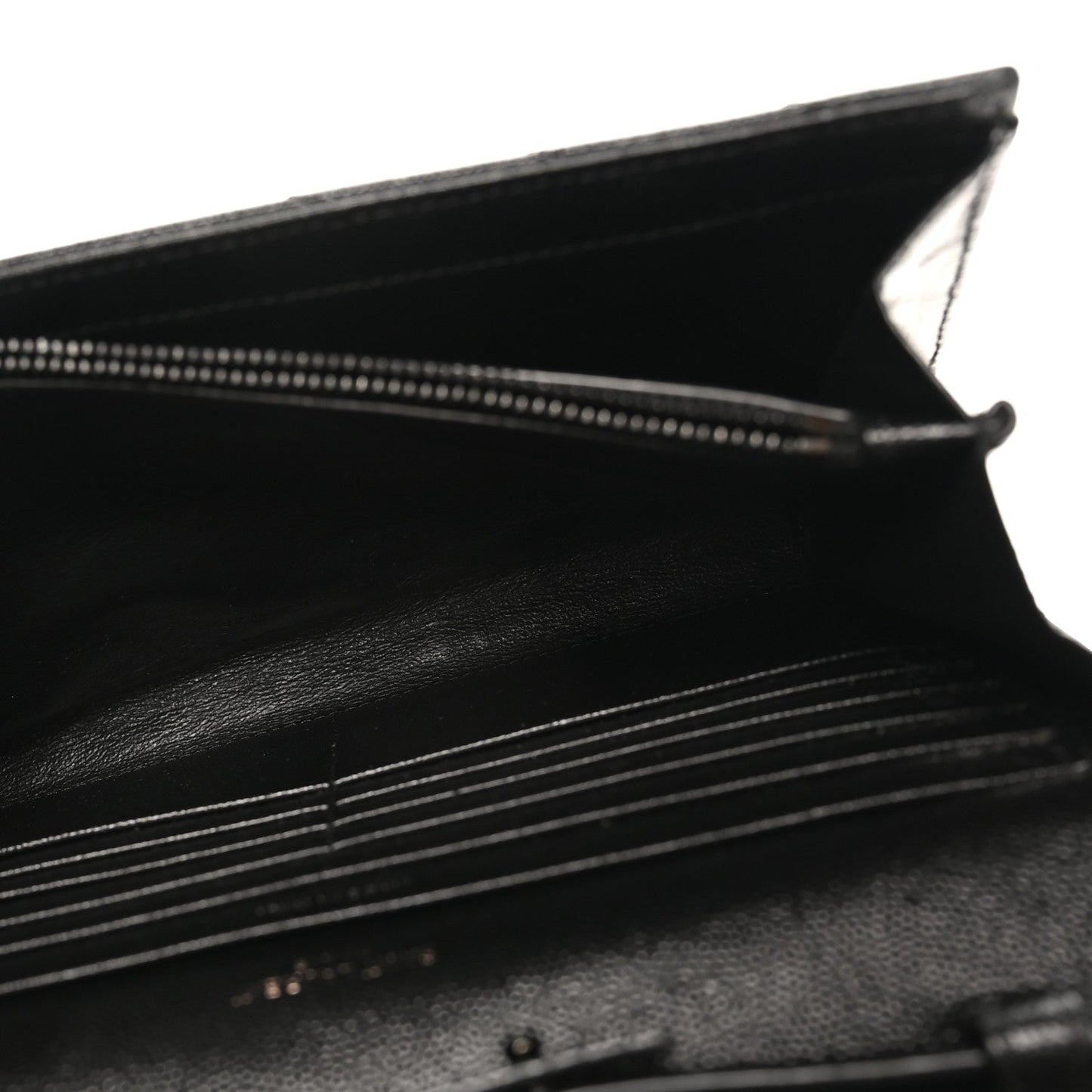 Grain De Poudre Matelasse Chevron Monogram Monochrome Chain Wallet Black