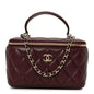 Lambskin Quilted Small Top Handle Vanity Case With Chain Burgundy