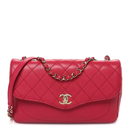 Goatskin Quilted Coco Curve Flap Messenger Flap Dark Pink
