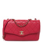 Goatskin Quilted Coco Curve Flap Messenger Flap Dark Pink