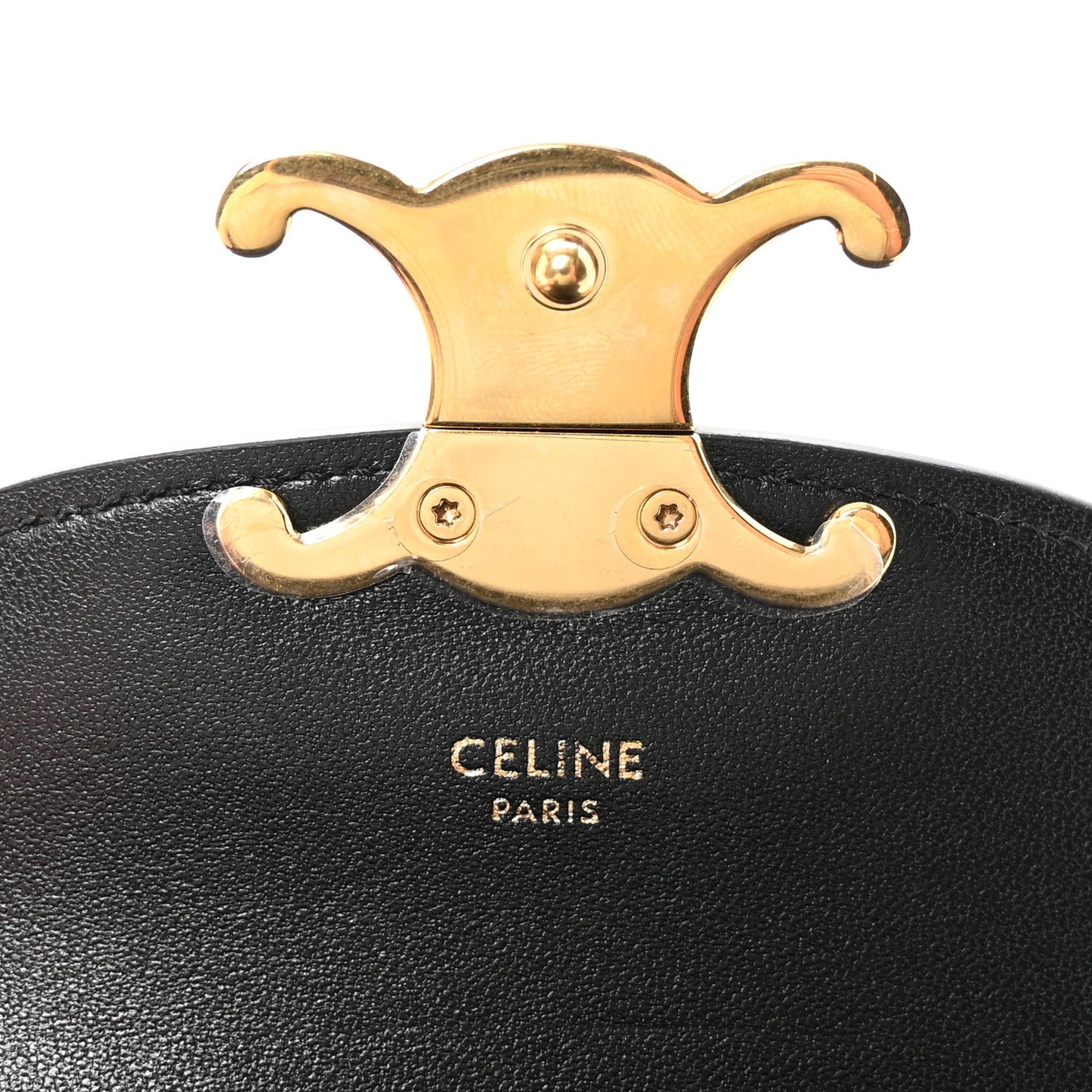 Patent Calfskin Triomphe Mini Besace Clea Black