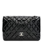 Patent Quilted Jumbo Double Flap Black