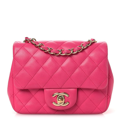 Lambskin Quilted Mini Square Flap Pink