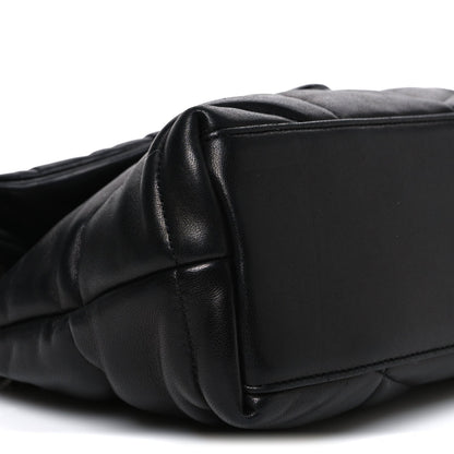 Lambskin Quilted Small Loulou Puffer Monogram Chain Satchel Black