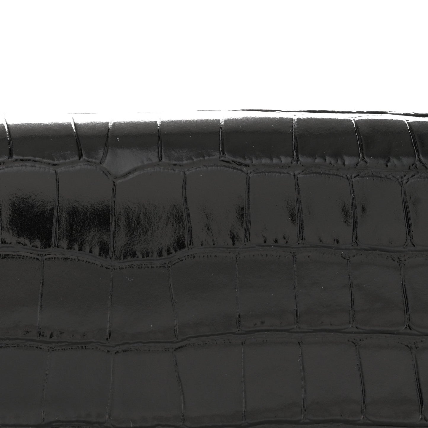 Calfskin Crocodile Embossed CC Clutch Black
