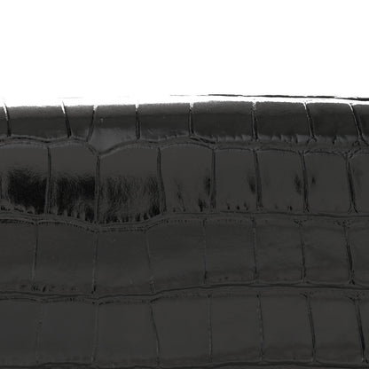 Calfskin Crocodile Embossed CC Clutch Black