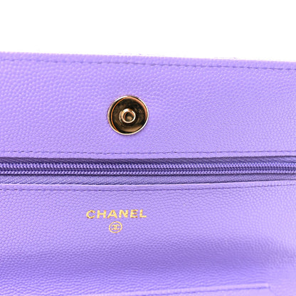 Caviar Quilted Wallet On Chain WOC Purple