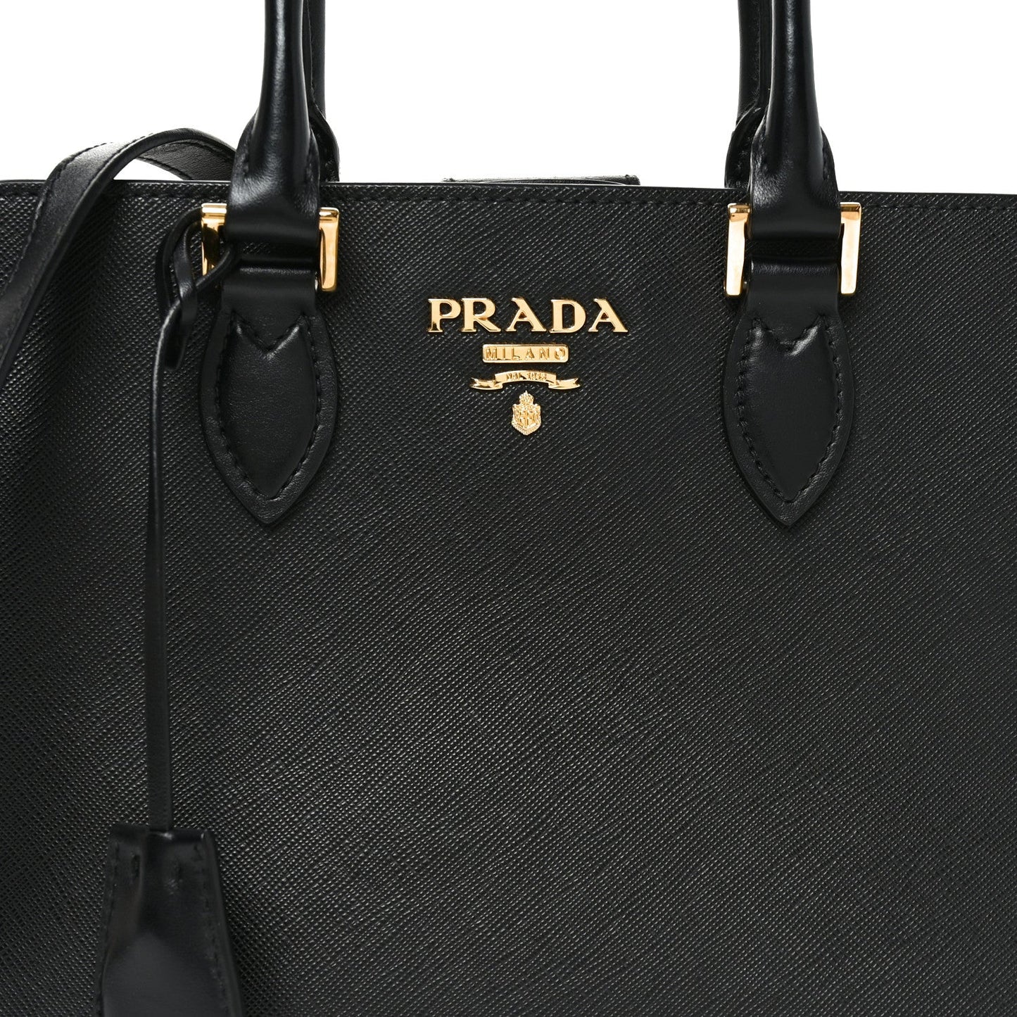 Saffiano Soft Calfskin Small Zippered Tote Black