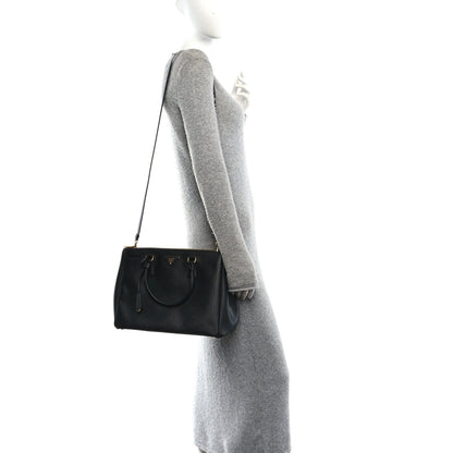 Saffiano Lux Large Galleria Double Zip Tote Black