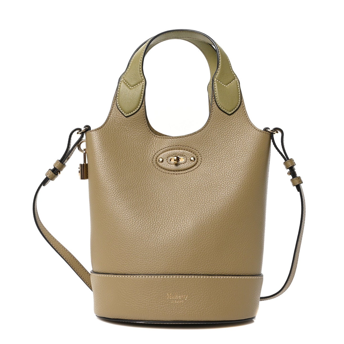 Small Classic Grain Silky Calfskin Lily Tote Linen Green