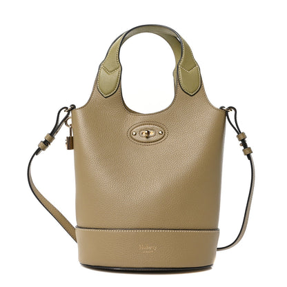Small Classic Grain Silky Calfskin Lily Tote Linen Green