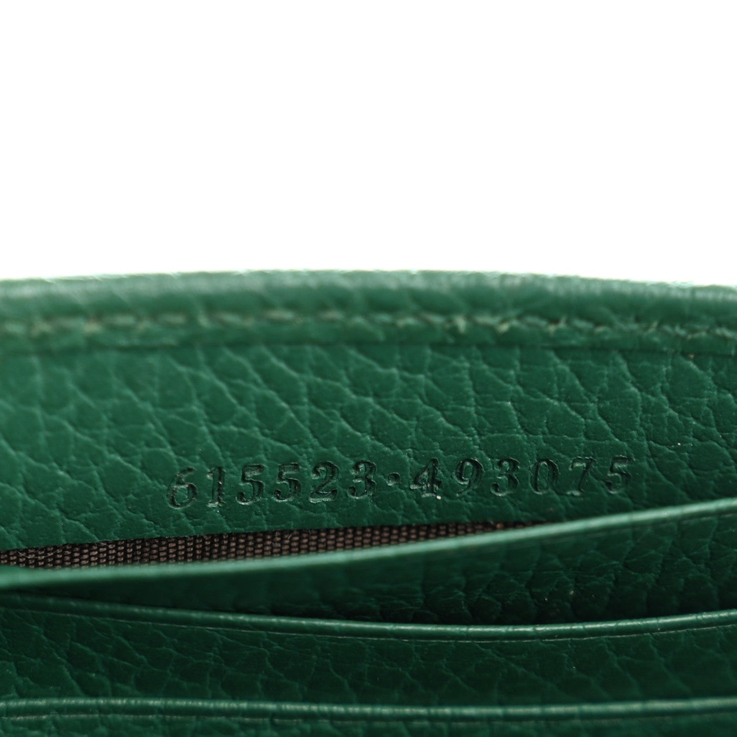 Dollar Calfskin Interlocking G Chain Wallet Emerald