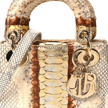 Snakeskin Mini Lady Dior Beige Gold