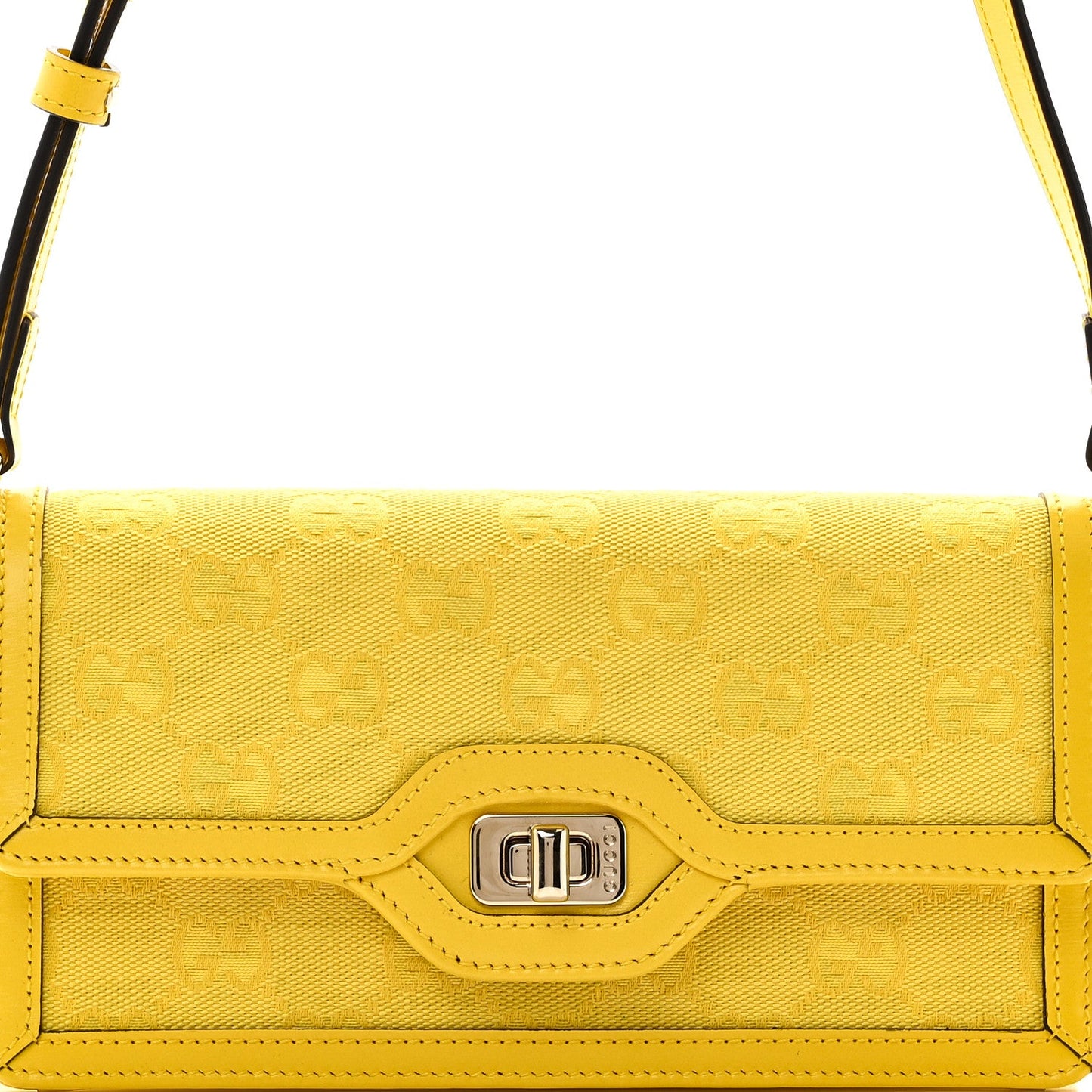 GG Monogram Textured Dollar Calfskin Mini Luce Shoulder Bag Yellow