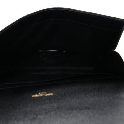 Grain De Poudre Matelasse Chevron Monogram Envelope Clutch Black