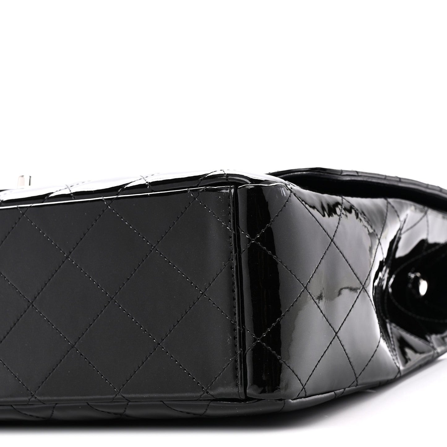 Patent Calfskin Sparkle Quilted Maxi Single Flap Black