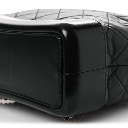 Aged Calfskin Quilted Small Gabrielle Backpack Black