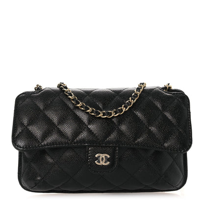 Caviar Fabric Foldable Tote Bag With Chain Black Multicolor