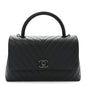 Caviar Chevron Quilted Small Coco Handle Flap So Black