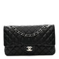 Lambskin Quilted Medium Double Flap Black