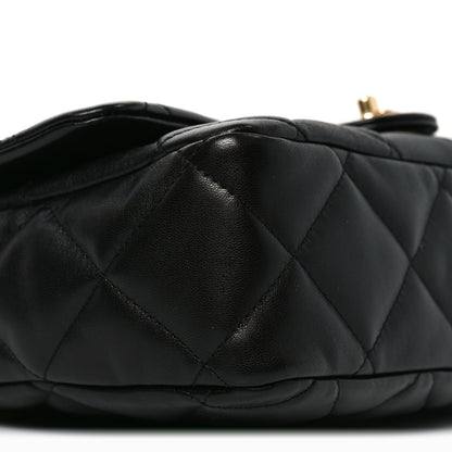 Lambskin Quilted Large CC Funky Town Flap Black