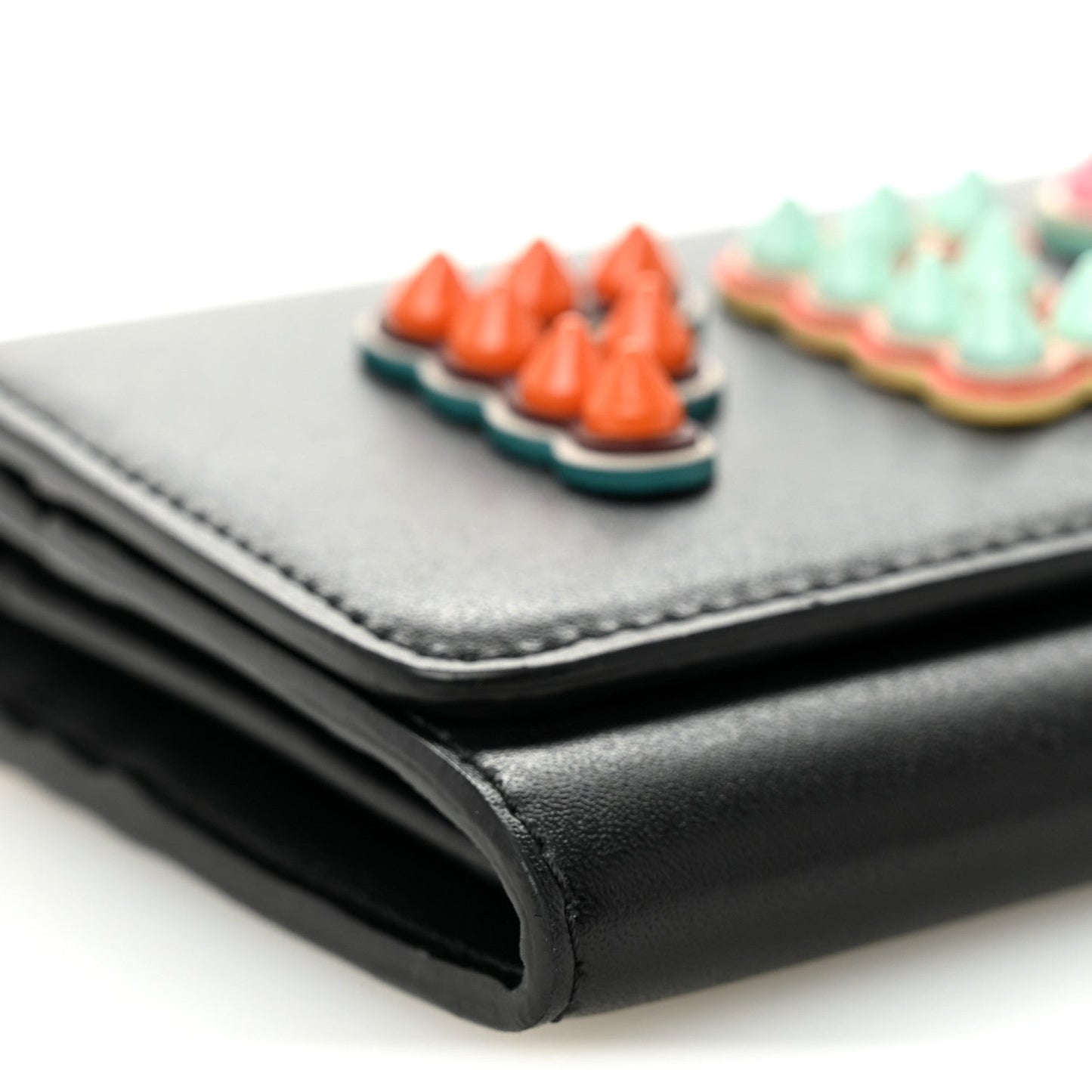 Vitello Liberty Fun Fair Studded Continental Wallet On Chain Black Multicolor