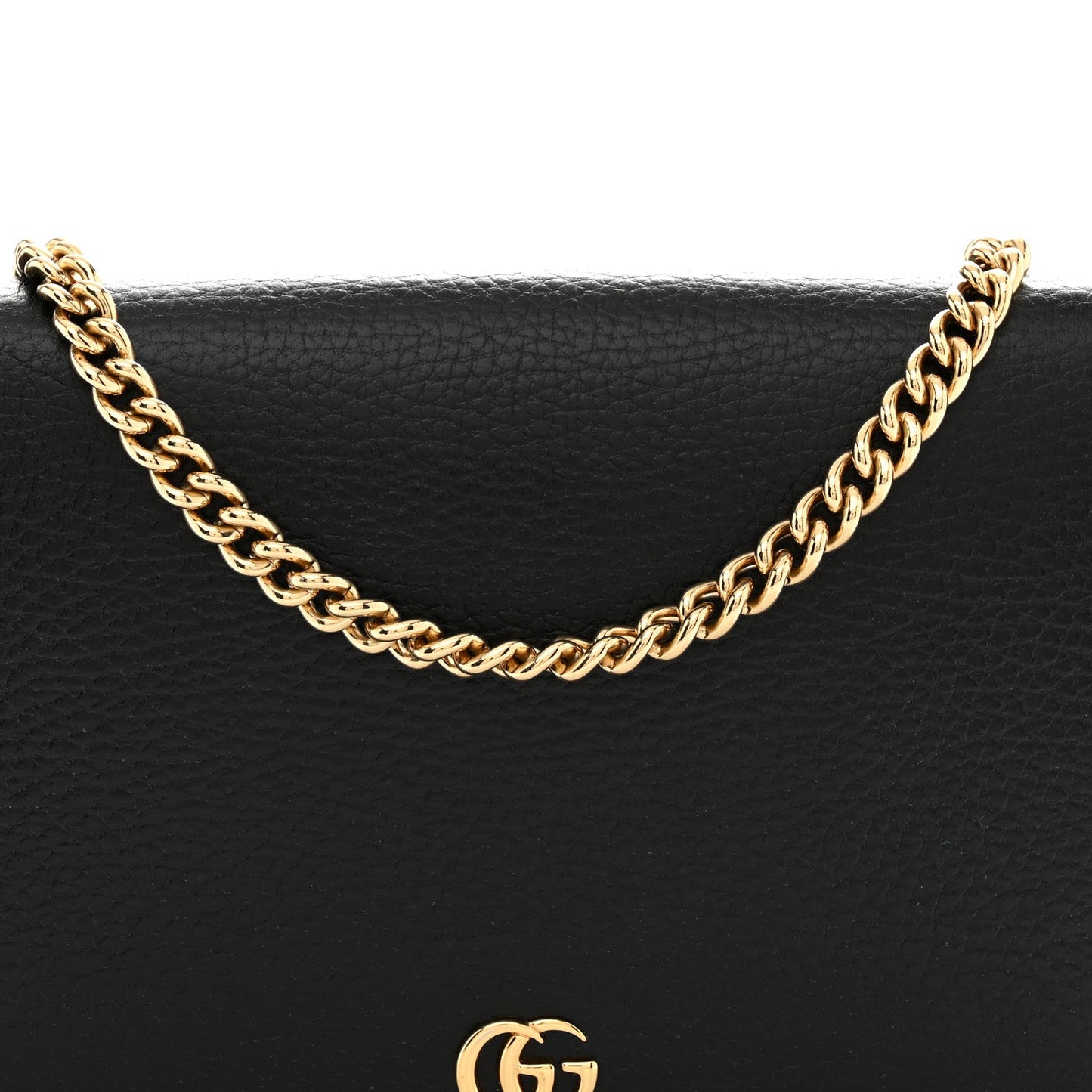 Calfskin Mini GG Marmont Chain Wallet Black