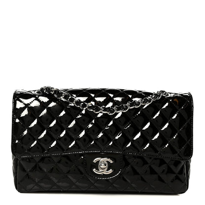 Patent Quilted Secret Label Medium Flap Black