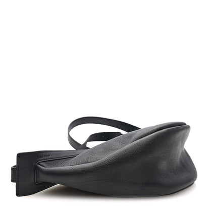 Grained Calfskin Small Slouchy Banana Bag Black