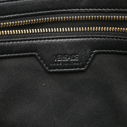 Calfskin Crocodile Embossed Greca Goddess Tote Bag Black