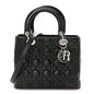 Lambskin Cannage Medium Lady Dior Black