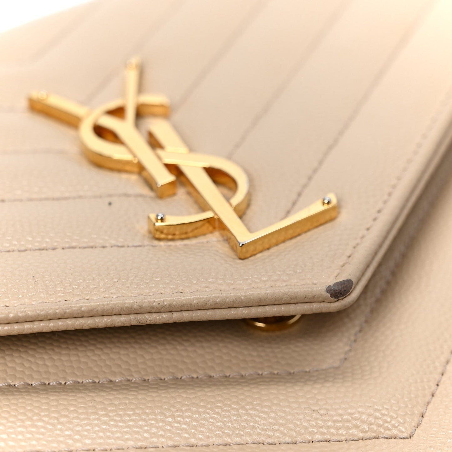 Grain De Poudre Matelasse Chevron Monogram Chain Wallet Dark Beige