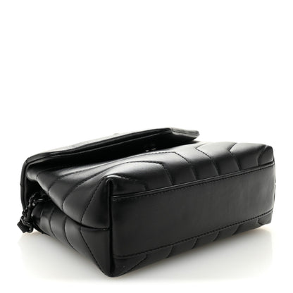 Calfskin Y Quilted Monogram Monochrome Toy Loulou Crossbody Bag Black