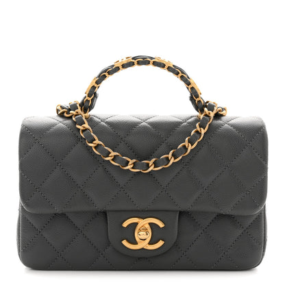 Caviar Quilted Mini Handy CC Flap Grey