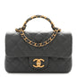 Caviar Quilted Mini Handy CC Flap Grey