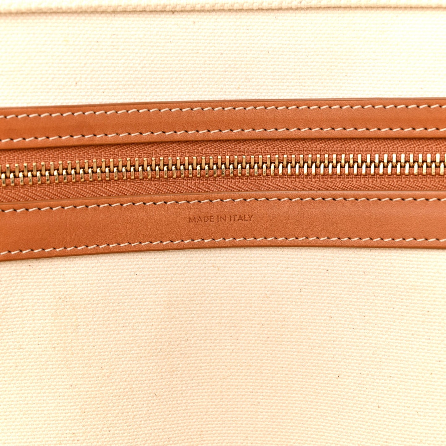 Canvas Calfskin Horizontal Cabas Natural Tan