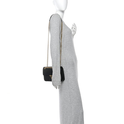 Saffiano Flap Shoulder Bag Black