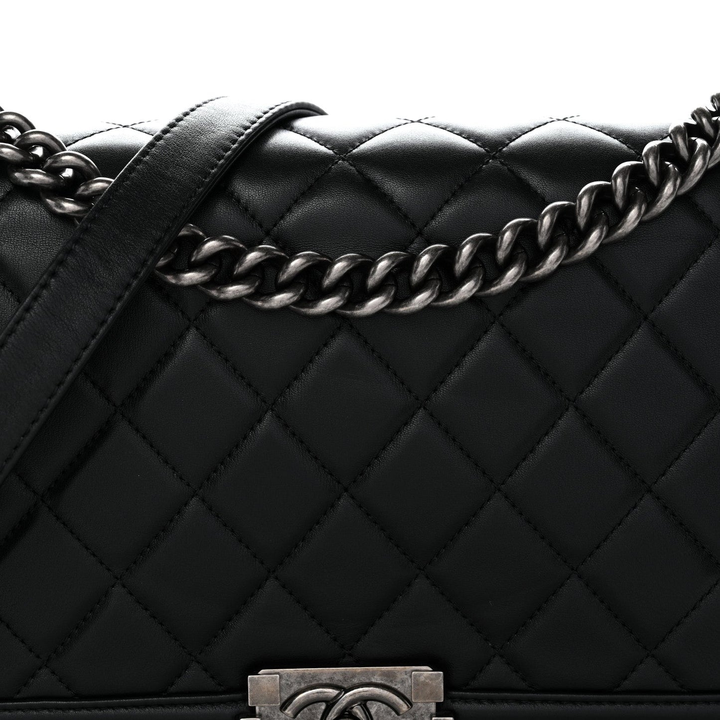 Calfskin Quilted Medium Boy Flap Black