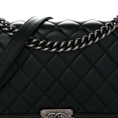 Calfskin Quilted Medium Boy Flap Black