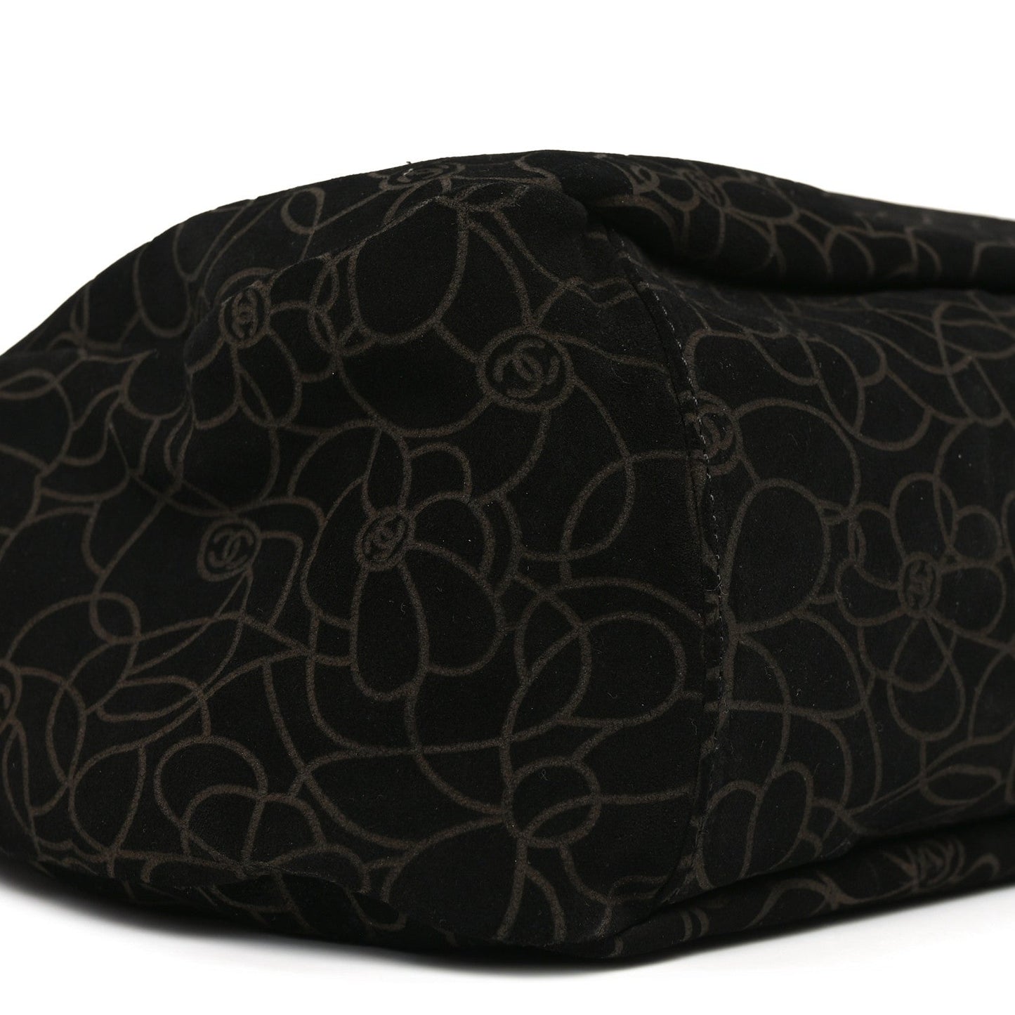 Suede Camellia Hobo Bag Black