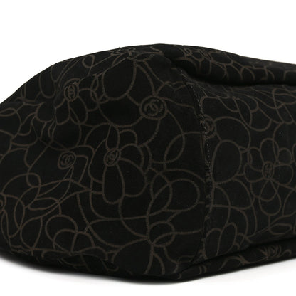 Suede Camellia Hobo Bag Black