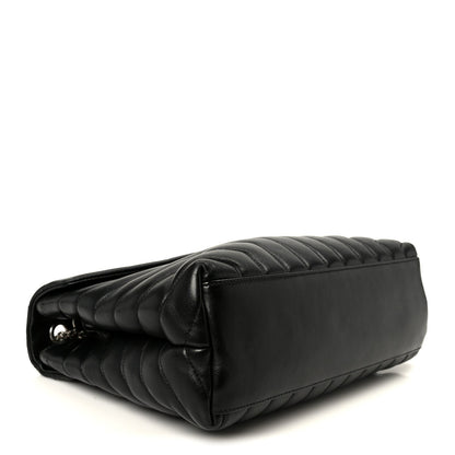 Calfskin Y Quilted Monogram Medium Loulou Chain Satchel Black