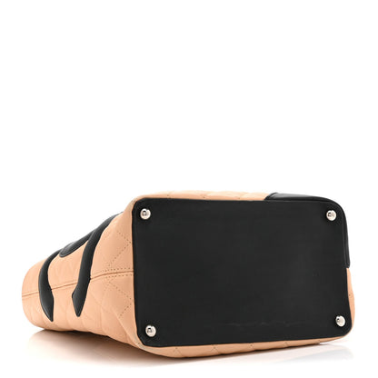 Calfskin Quilted Medium Cambon Tote Beige Black