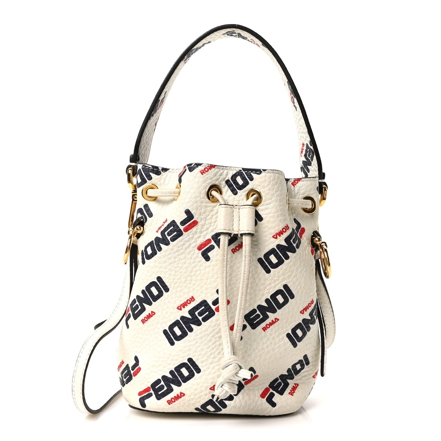 X FILA Vitello F is Fendi Mania Mini Mon Tresor Bucket Bag White