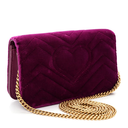 Velvet Matelasse GG Marmont Mini Bag Fuchsia Violet Cyclamen