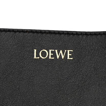 Shiny Calfskin Medium Puzzle Fold Tote Black